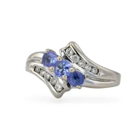 10K White gold Tanzanite and diamonds wedding band-225090