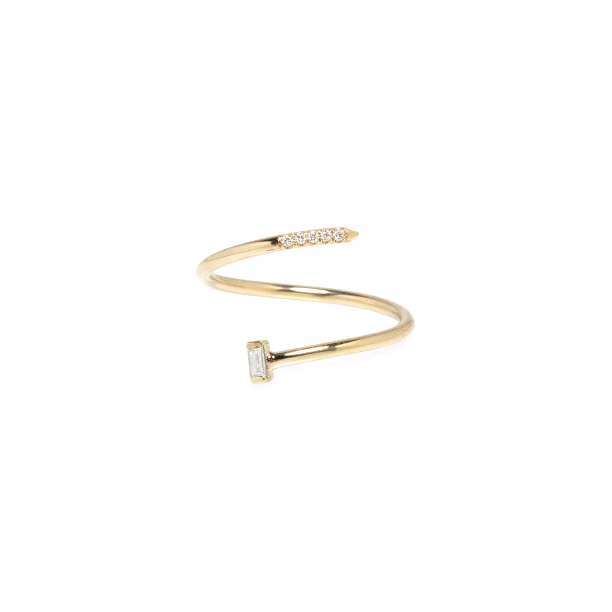 14k Baguette & Pavé Diamond Bypass Ring