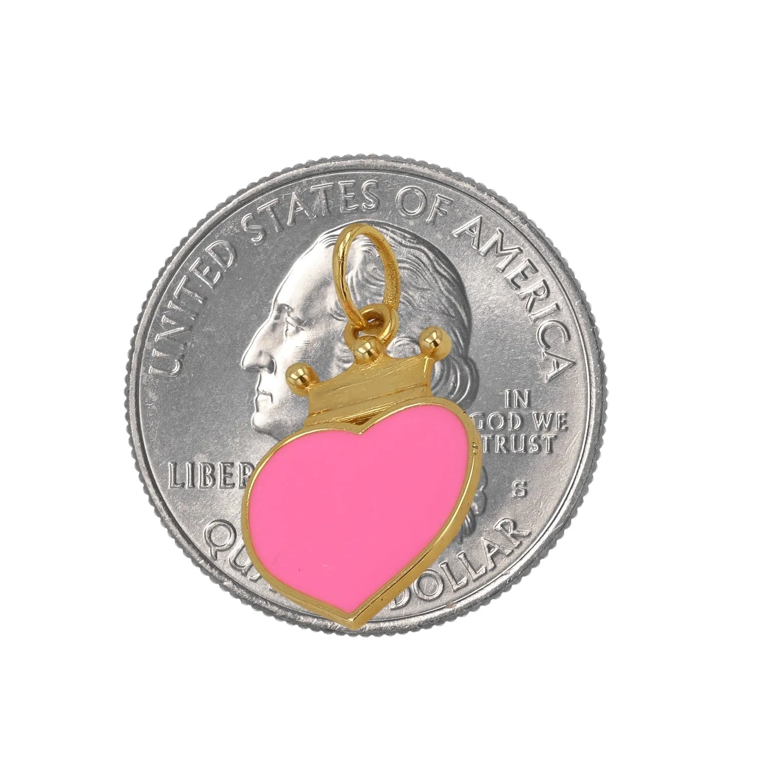 14K Yellow gold crown pink hearth-53739