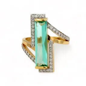 14K Yellow gold paraiba  bar ring-42922