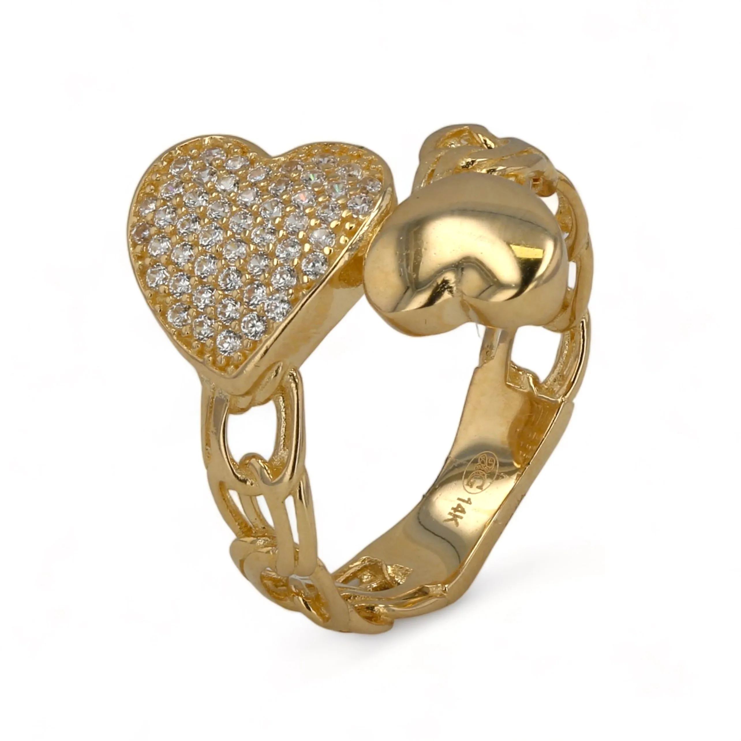 14K Yellow gold two heart ring-227175