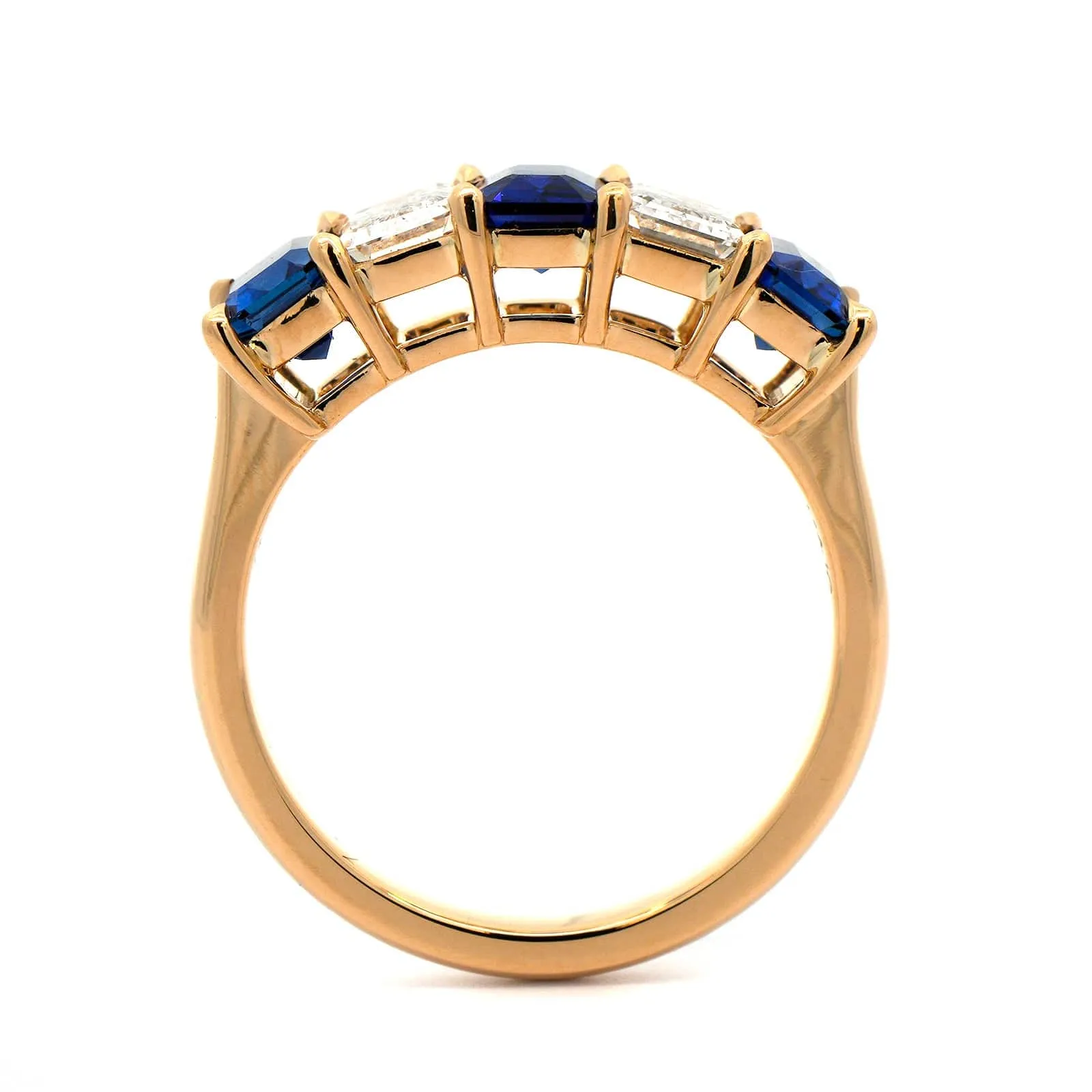 18K Yellow Gold 5 Stone Sapphire and Diamond Band