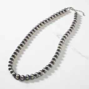 22 Single Strand 10mm Navajo Pearl USA Native American Made 925 Sterling Silver Necklace