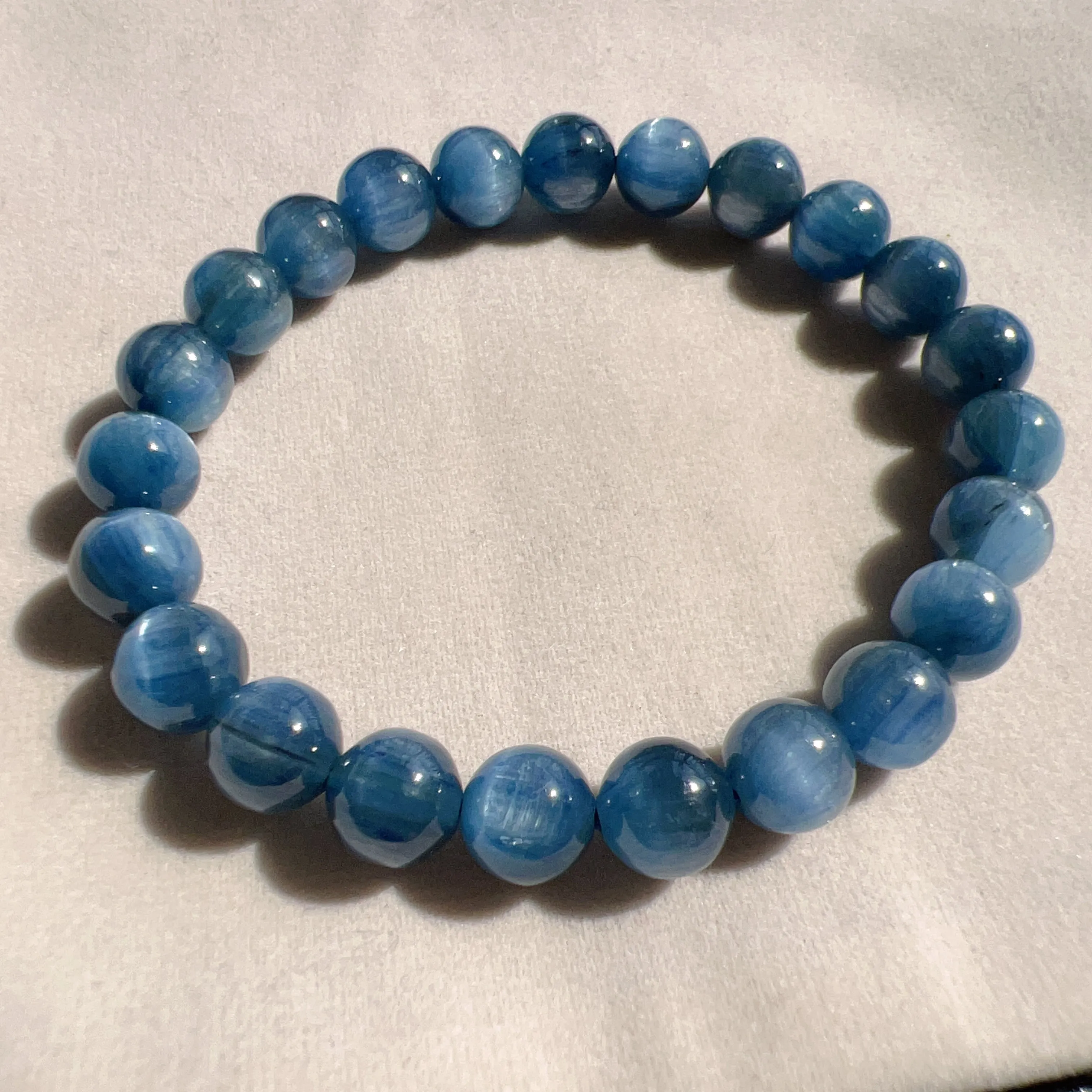 8mm Blue Kyanite Bracelet High-quality with Cat Eye Natural Healing Crystal Throat Chakra Third Chakra