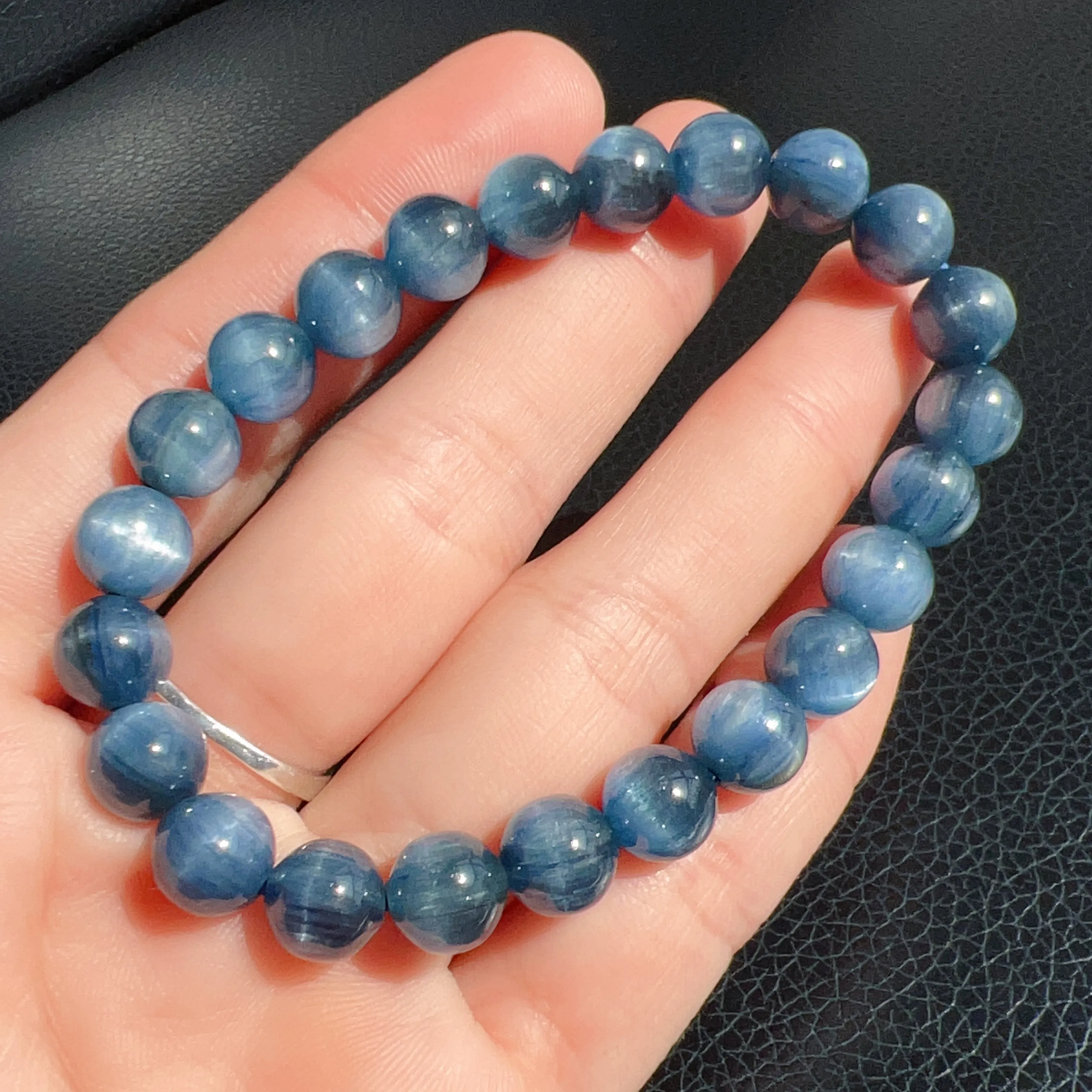 8mm Blue Kyanite Bracelet High-quality with Cat Eye Natural Healing Crystal Throat Chakra Third Chakra