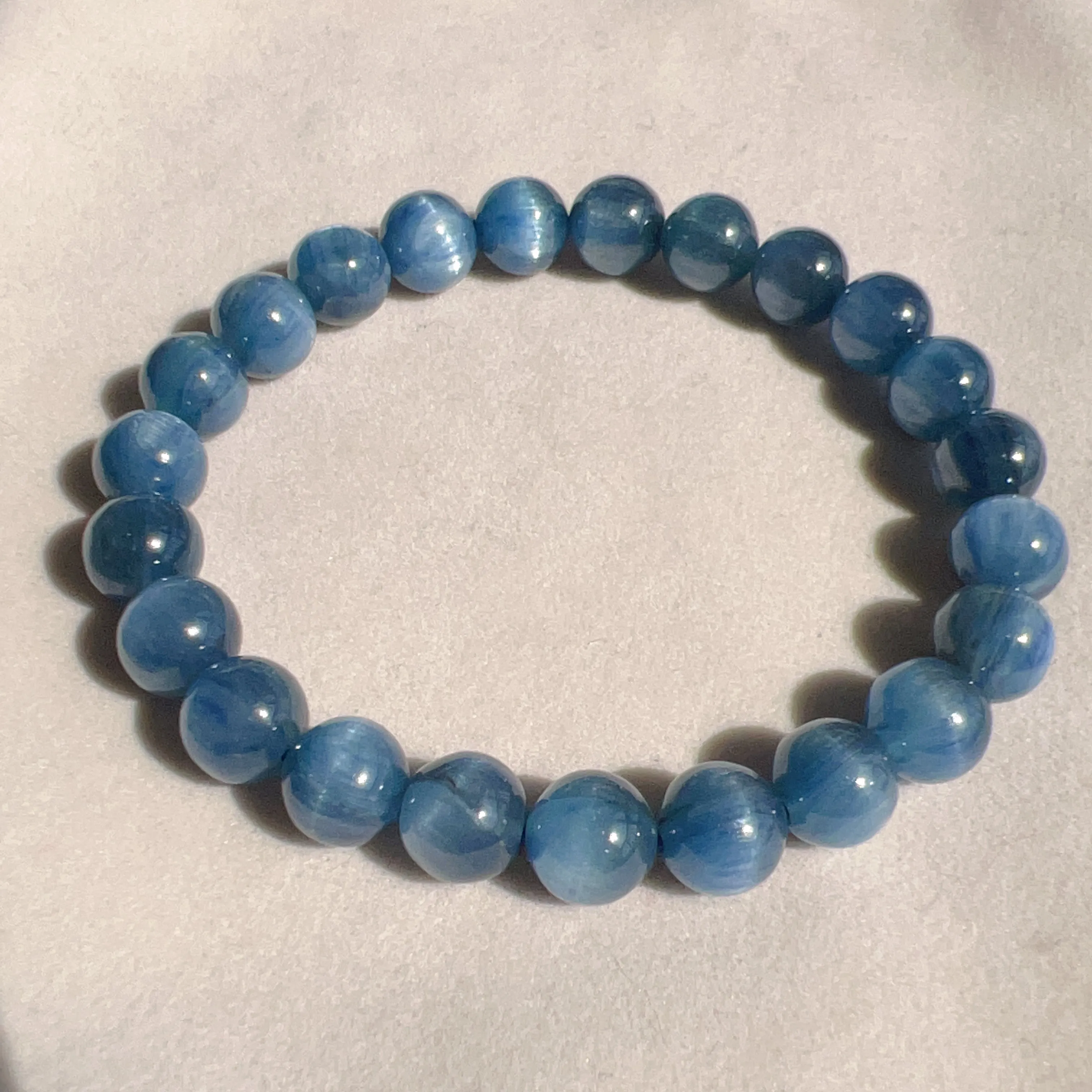 8mm Blue Kyanite Bracelet High-quality with Cat Eye Natural Healing Crystal Throat Chakra Third Chakra