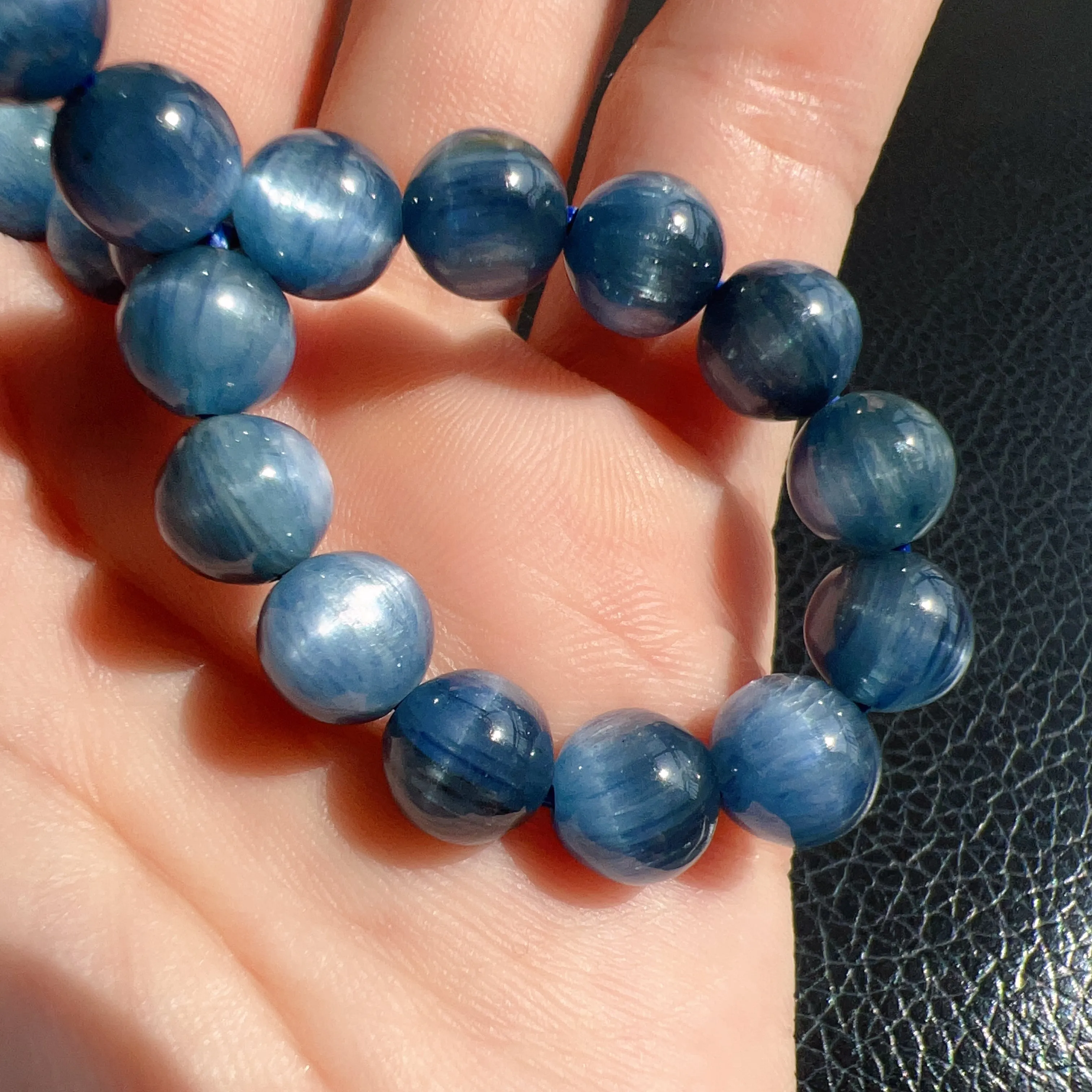 8mm Blue Kyanite Bracelet High-quality with Cat Eye Natural Healing Crystal Throat Chakra Third Chakra