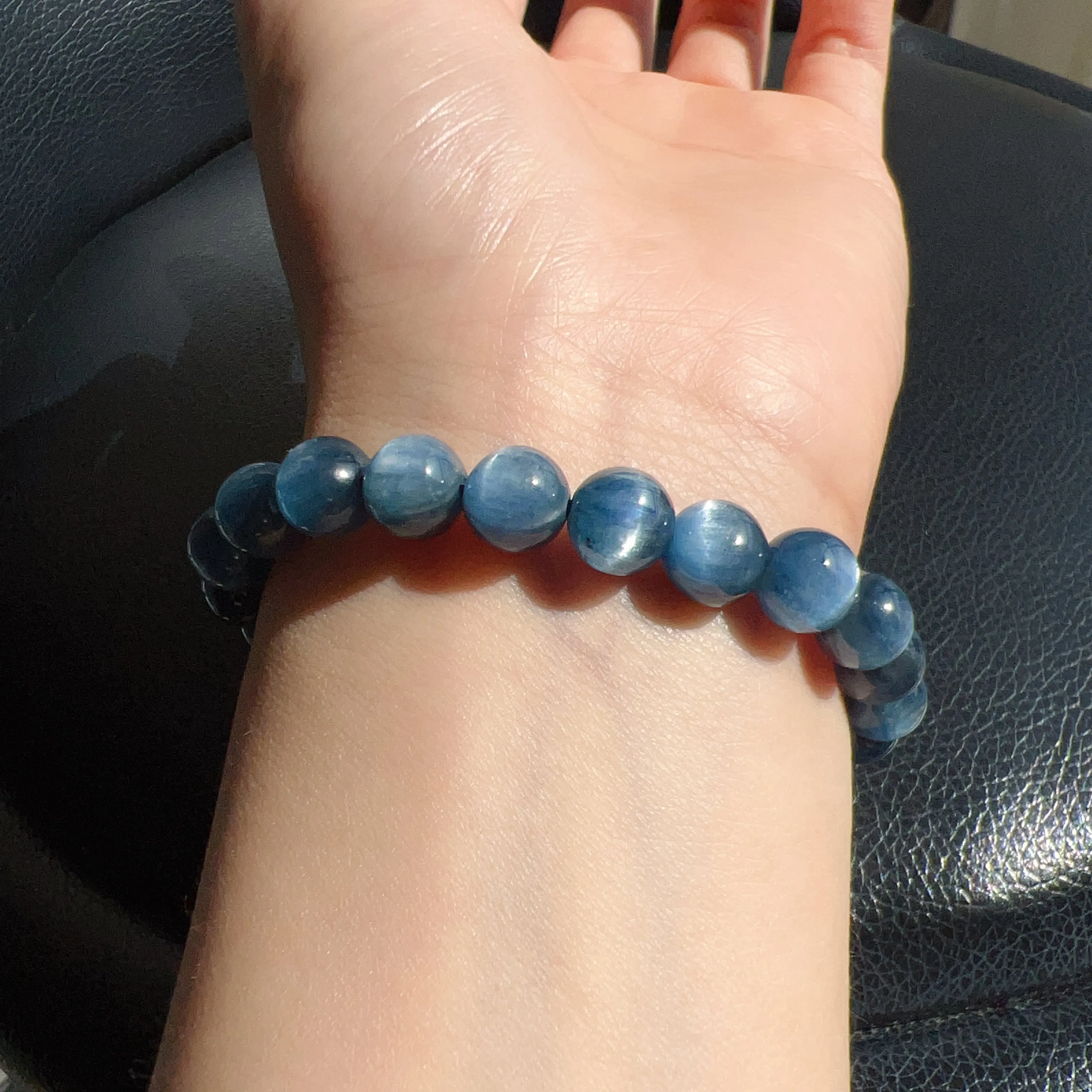 8mm Blue Kyanite Bracelet High-quality with Cat Eye Natural Healing Crystal Throat Chakra Third Chakra