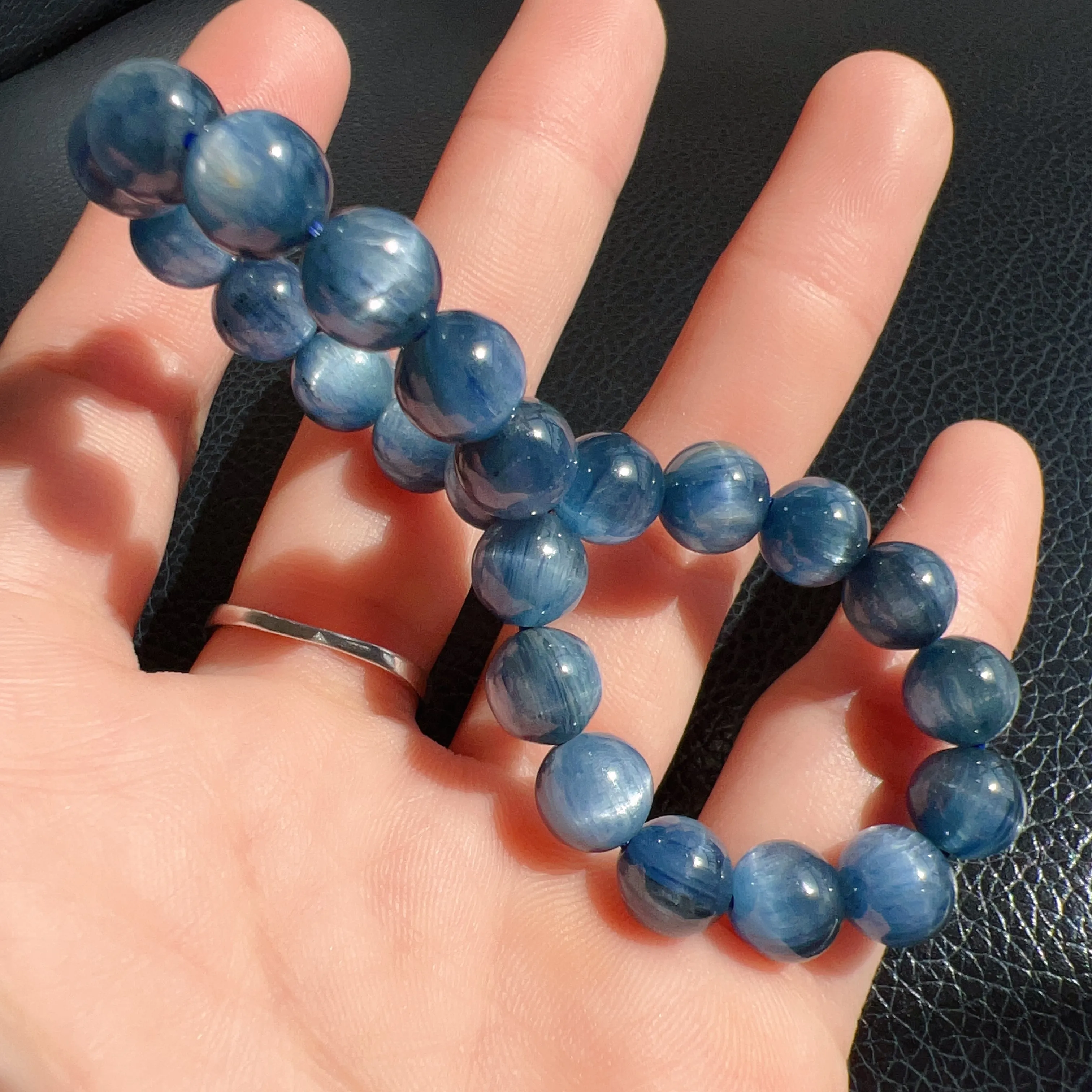 8mm Blue Kyanite Bracelet High-quality with Cat Eye Natural Healing Crystal Throat Chakra Third Chakra