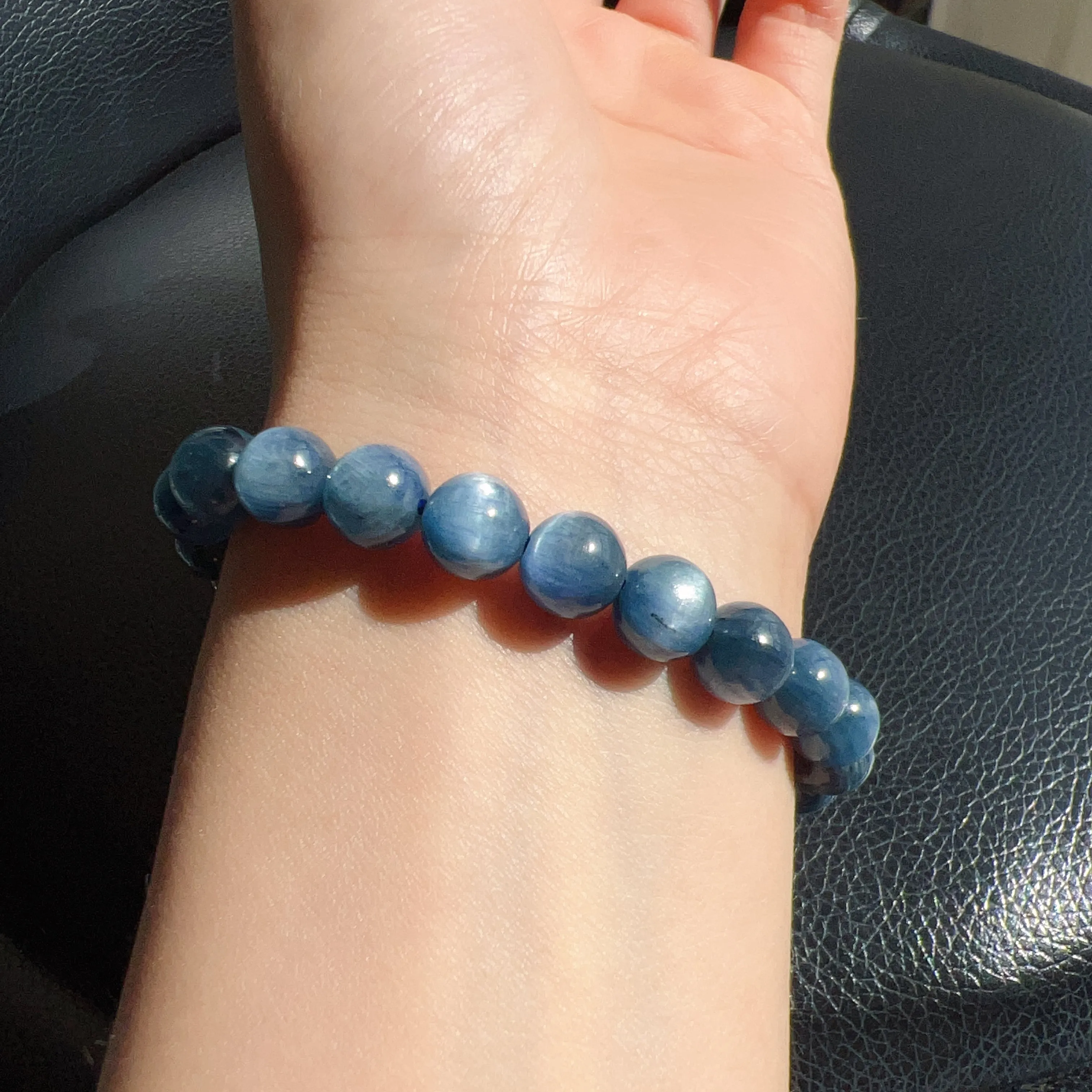 8mm Blue Kyanite Bracelet High-quality with Cat Eye Natural Healing Crystal Throat Chakra Third Chakra