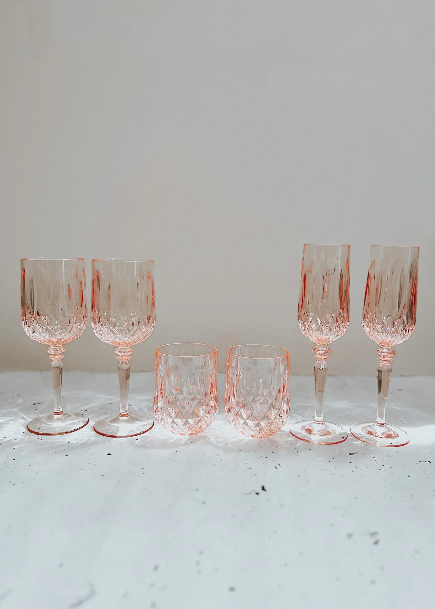 Acrylic Champagne Flute Rose - Set of 6