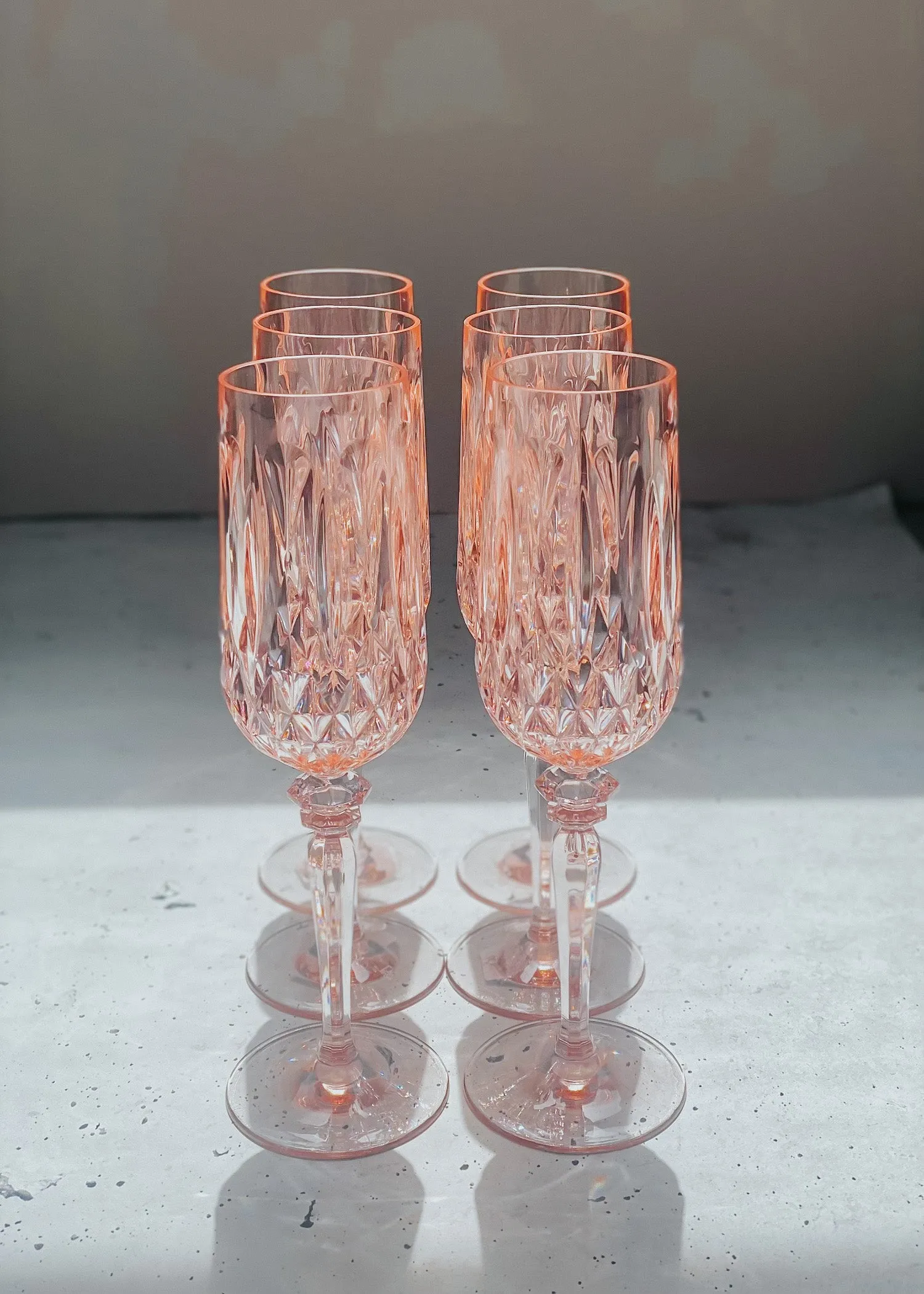 Acrylic Champagne Flute Rose - Set of 6