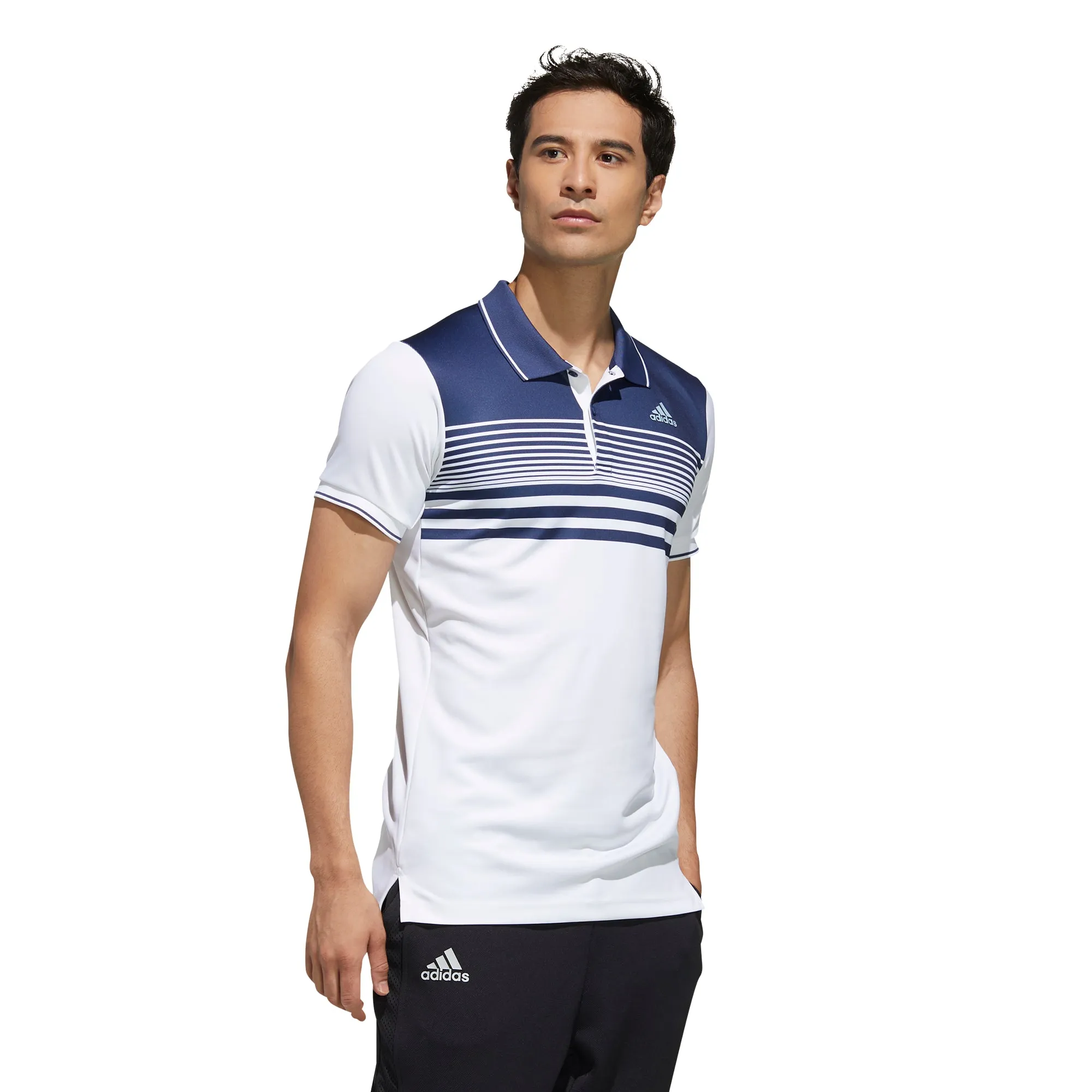 adidas Men's Polo Colorblock Pique - White/Tech Indigo FN1452