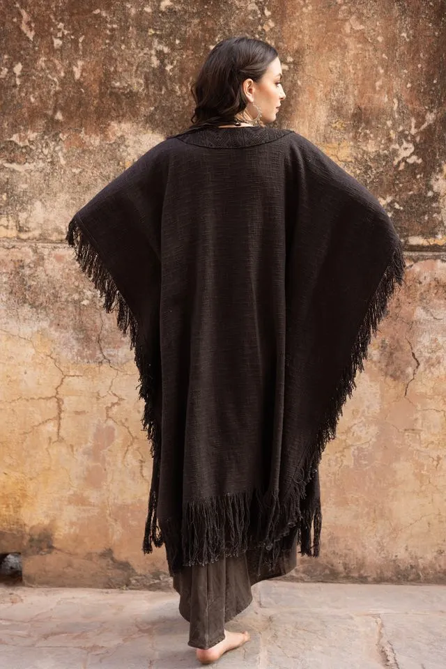 Agata Oversized Tassle Kimono - Brown