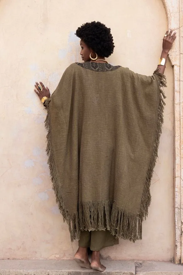 Agata Oversized Tassle Kimono - Masala