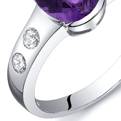 Amethyst Oval Cut Sterling Silver Ring Size 9