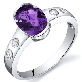 Amethyst Oval Cut Sterling Silver Ring Size 9