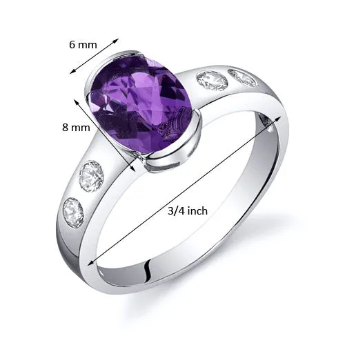 Amethyst Oval Cut Sterling Silver Ring Size 9