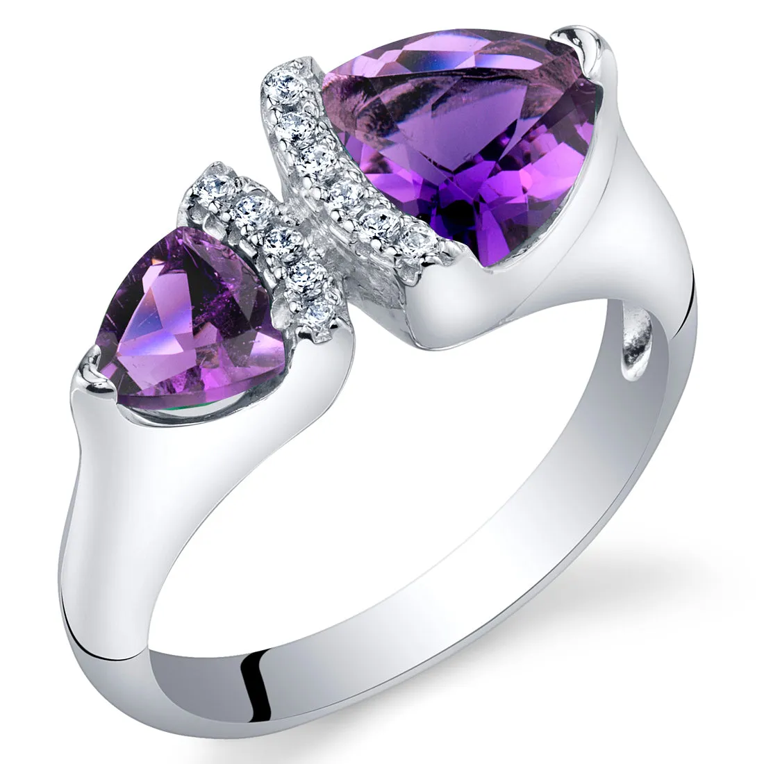 Amethyst Trillion Sterling Silver Ring Size 5