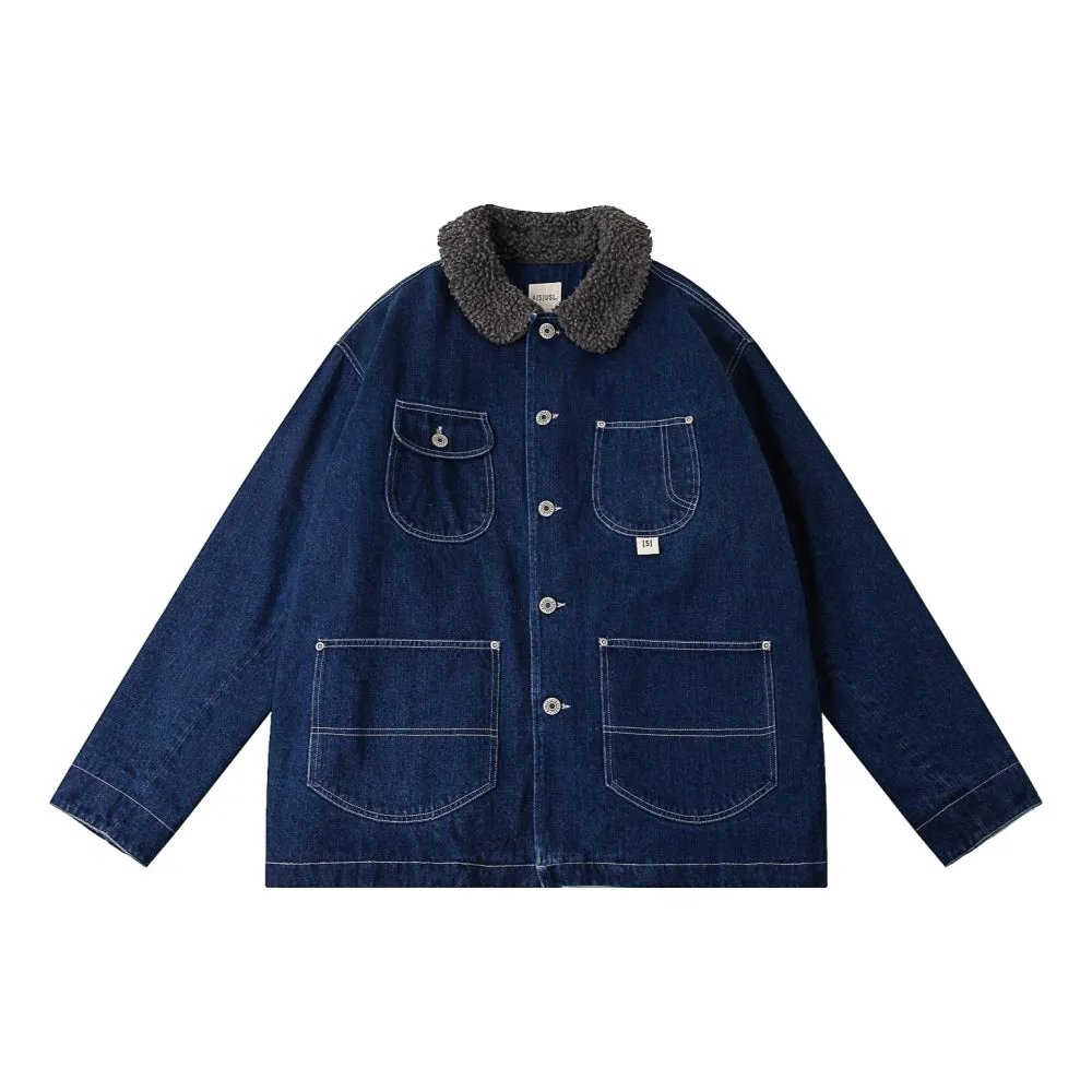 A[S]USL DENIM WORKER JACKET-DARK BLUE