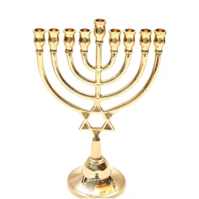 Authentic Temple Menorah HANUKKAH Gold Plated Candle Holder Israel