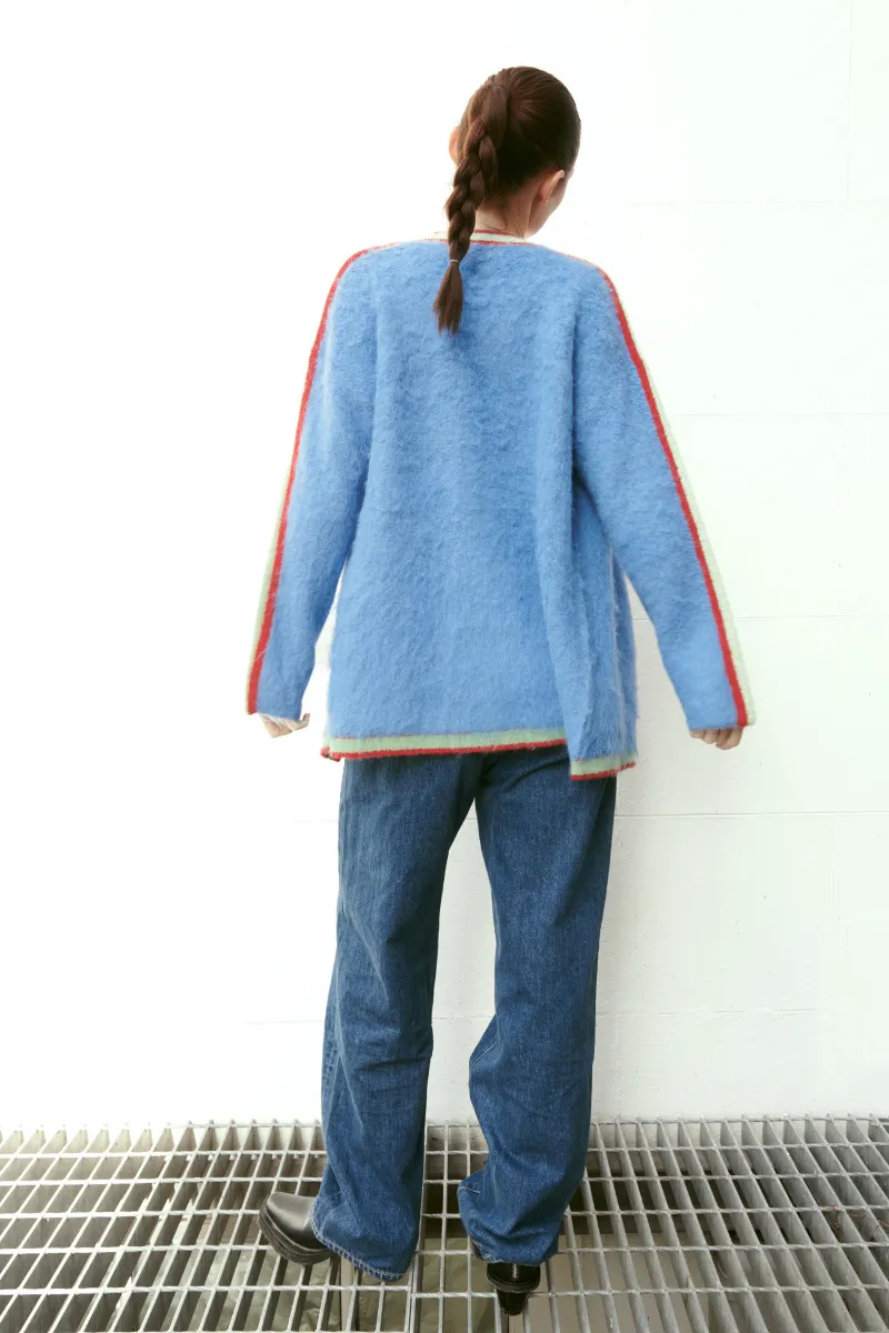 BABY BLUE OVERSIZED MULTICOLORED SURI CARDIGAN