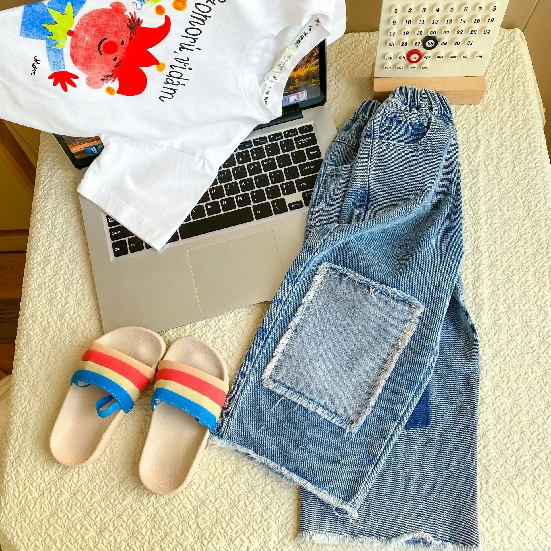 Baby Kid Unisex Color-blocking Jeans