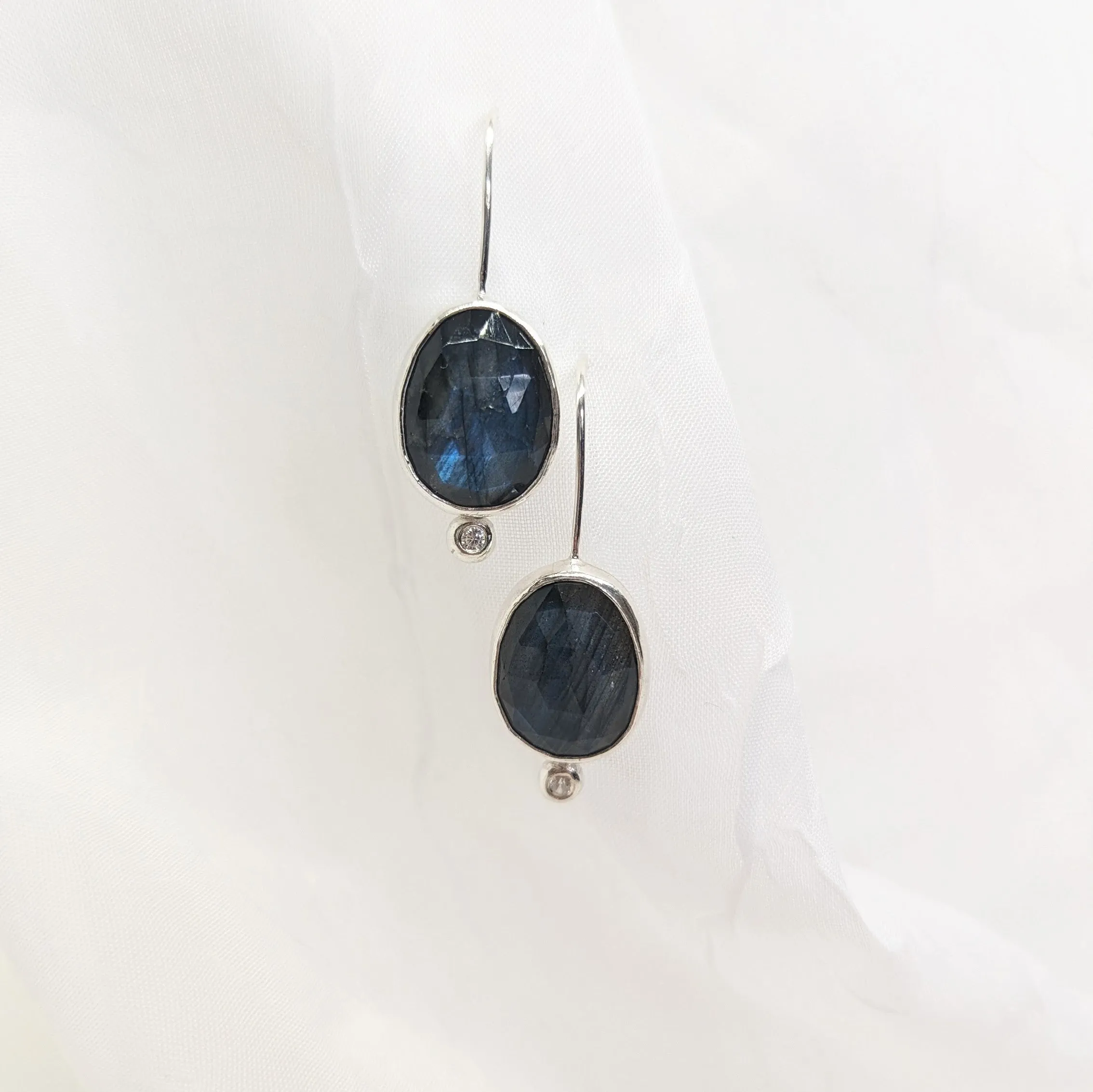 Big Rose Cut Labradorite Earrings