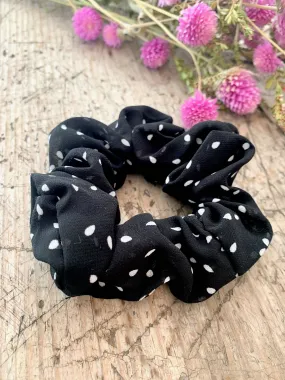 Black and white Polka Dot Hair Scrunchie