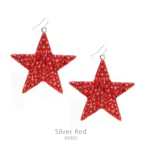 Bling Red Rhinestone STAR Earrings