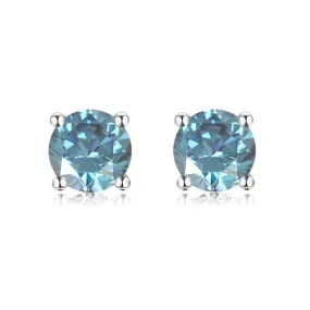 Blue Moissanite Stud Earrings