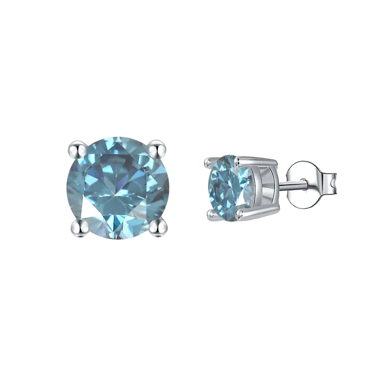 Blue Moissanite Stud Earrings