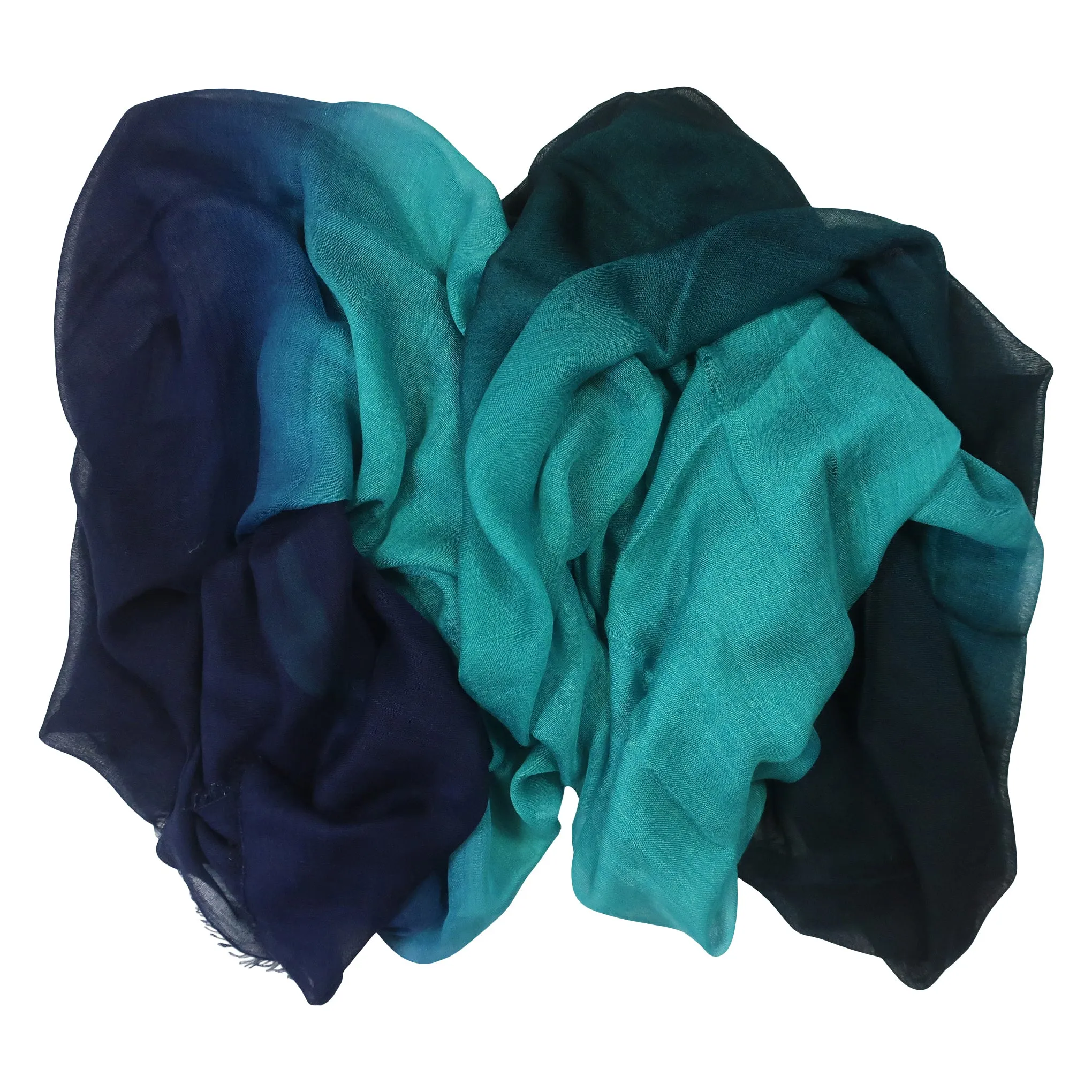 Blue Pacific Dream Cashmere and Silk Scarf in Teal Turquoise and Navy 47 x 37