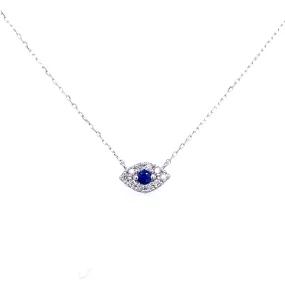 Blue Sapphire & Diamond Evil Eye Necklace