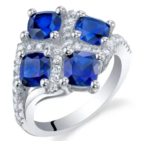 Blue Sapphire Cushion Cut Sterling Silver Ring Size 5