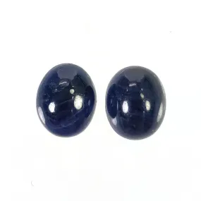 BLUE SAPPHIRE Gemstone Cabochon : 13.40cts Natural Untreated Unheated Sapphire Oval Shape 11*9mm Pair