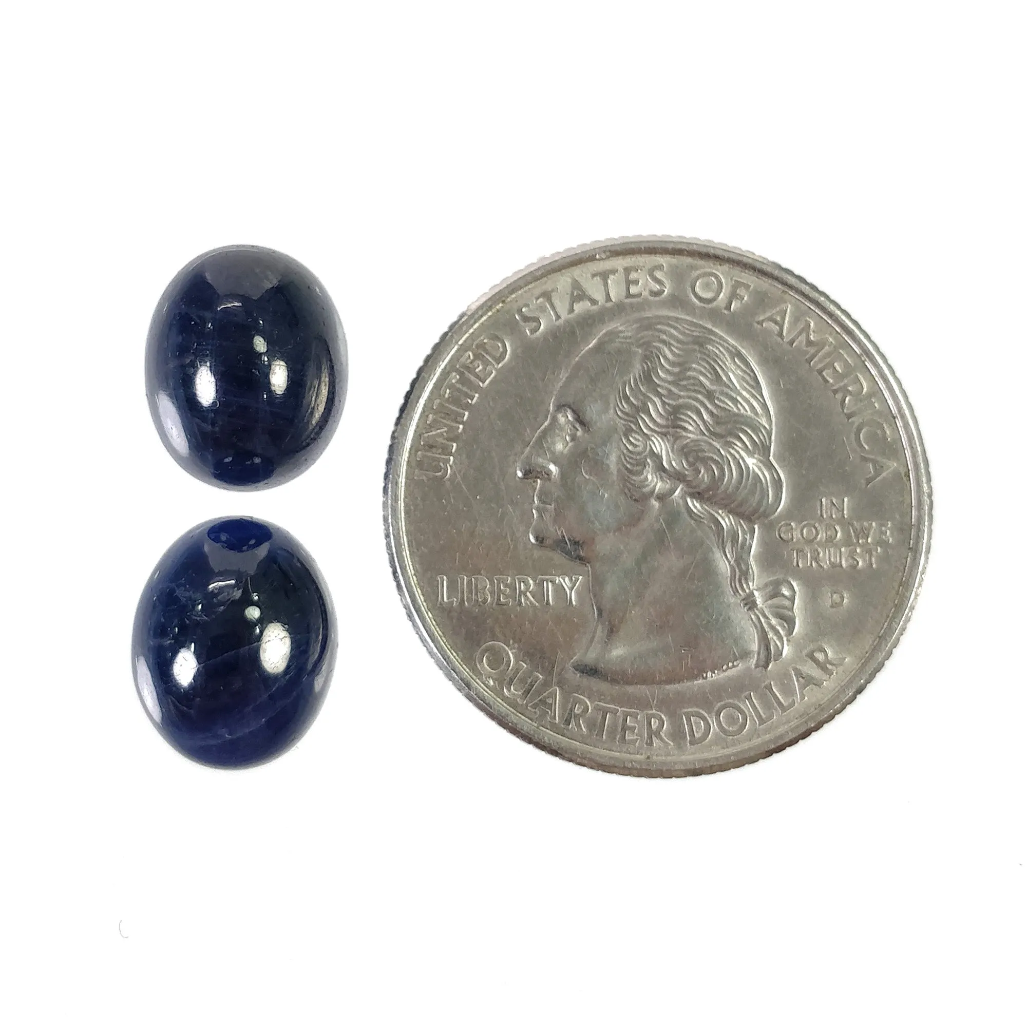 BLUE SAPPHIRE Gemstone Cabochon : 13.40cts Natural Untreated Unheated Sapphire Oval Shape 11*9mm Pair