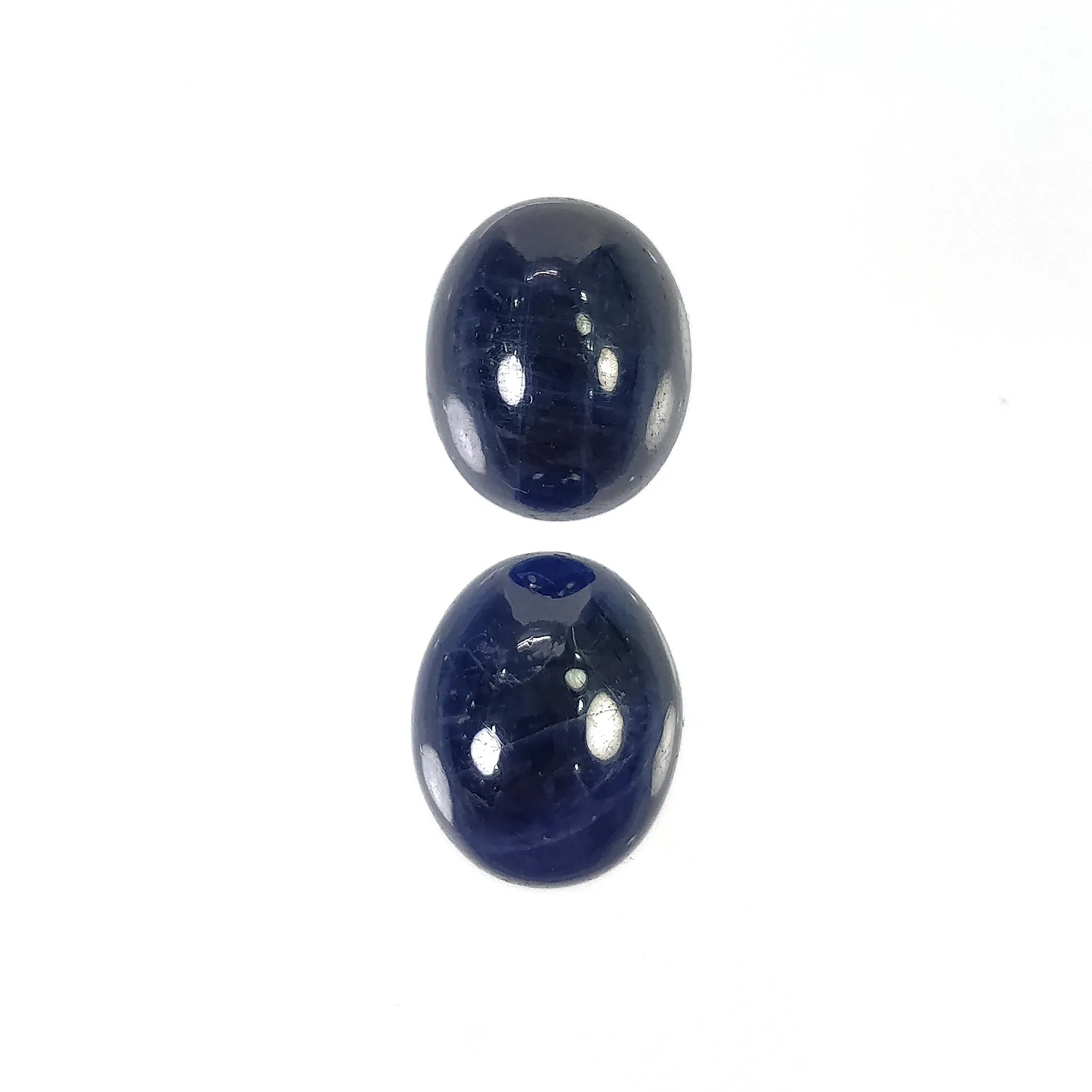 BLUE SAPPHIRE Gemstone Cabochon : 13.40cts Natural Untreated Unheated Sapphire Oval Shape 11*9mm Pair