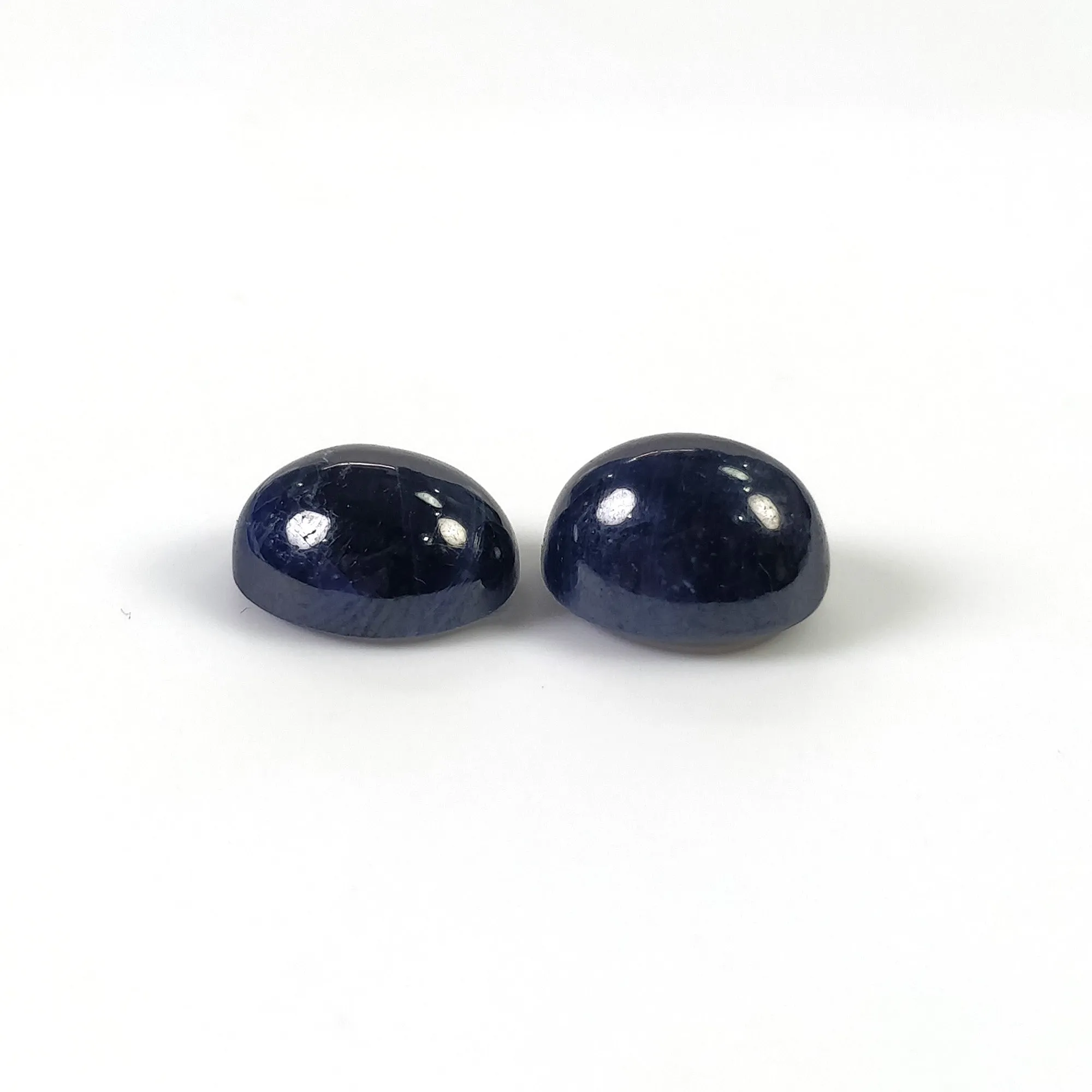 BLUE SAPPHIRE Gemstone Cabochon : 13.40cts Natural Untreated Unheated Sapphire Oval Shape 11*9mm Pair