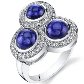 Blue Sapphire Round Cut Sterling Silver Ring Size 8