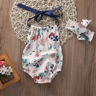 BOHO FLOWERS Romper with Headband