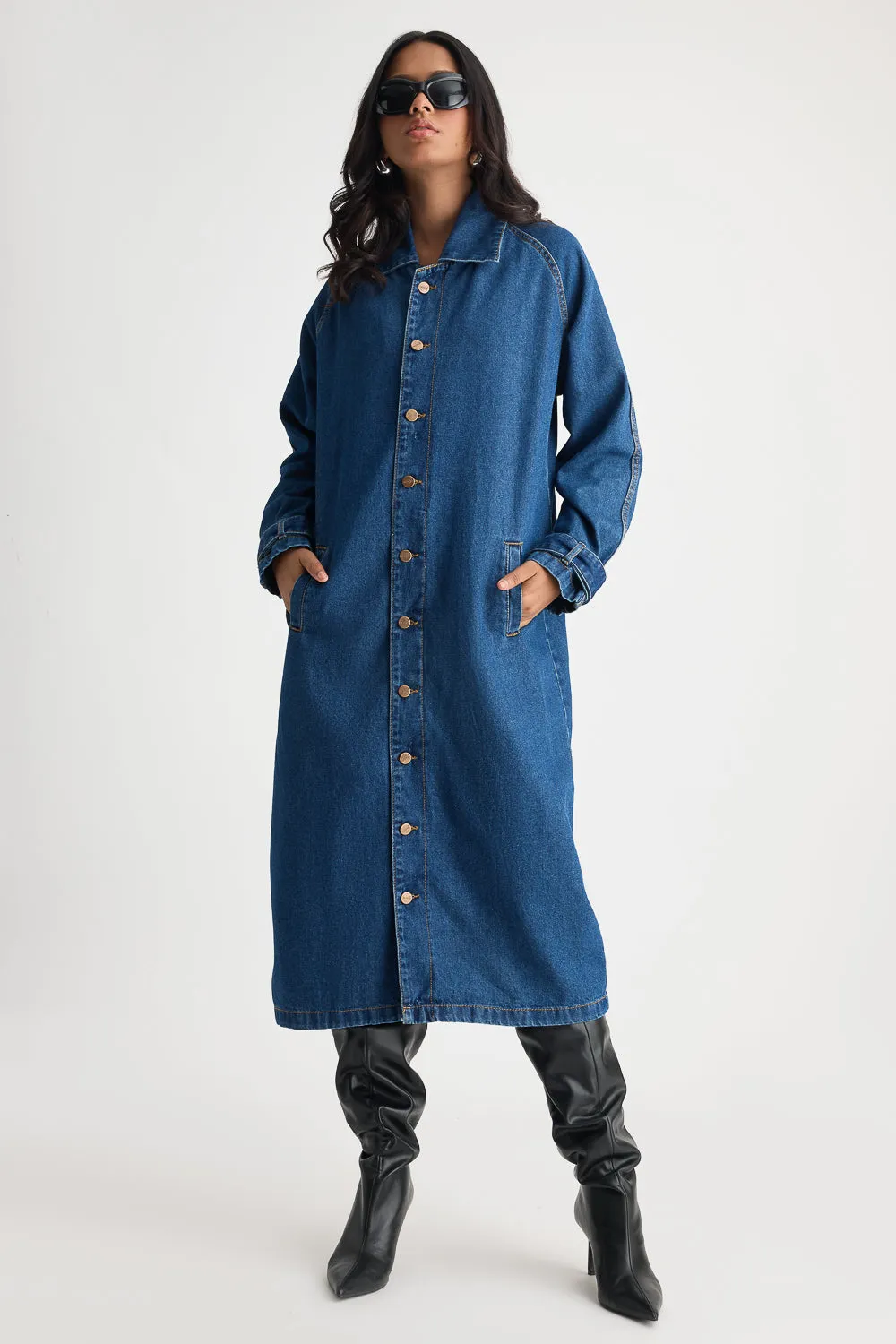 Bosslady Denim Trench Coat