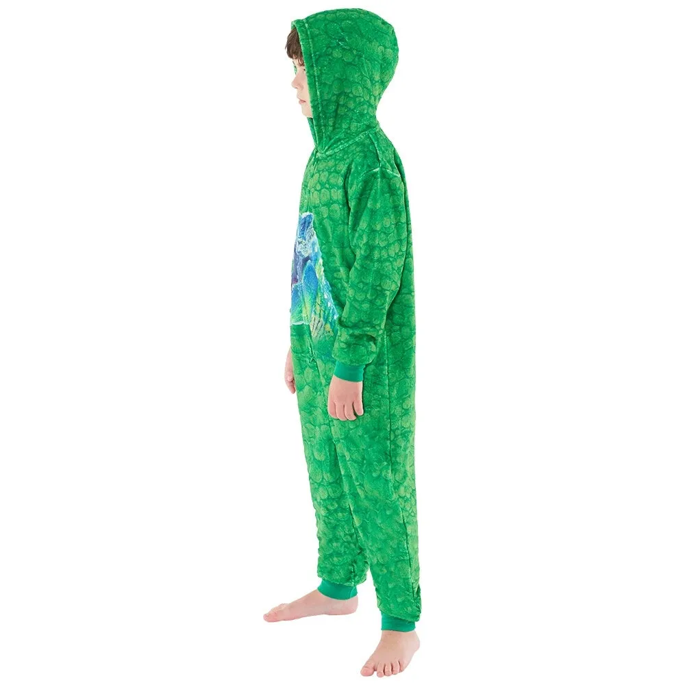 Boys Green Digital Print Dinosaur Onesie