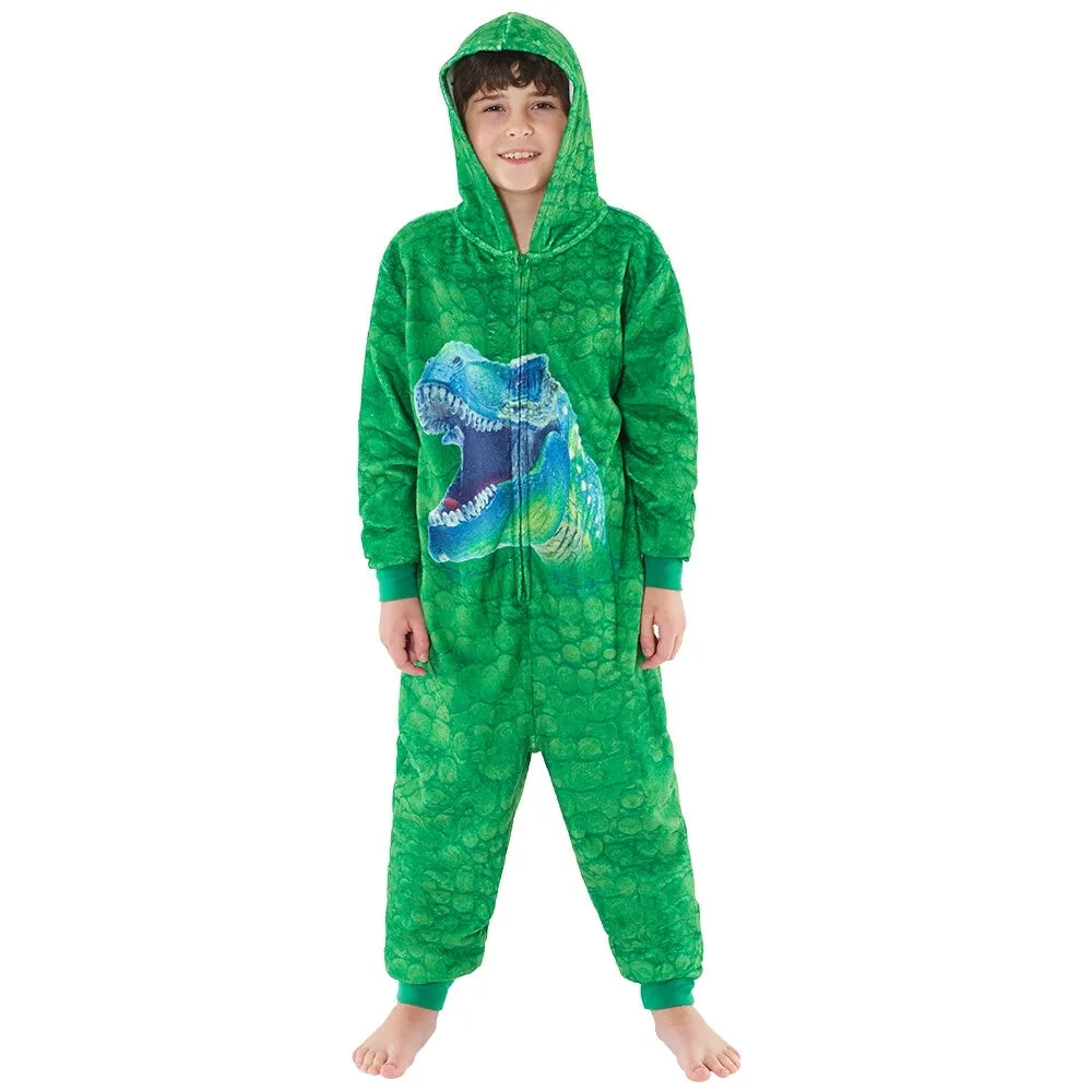 Boys Green Digital Print Dinosaur Onesie