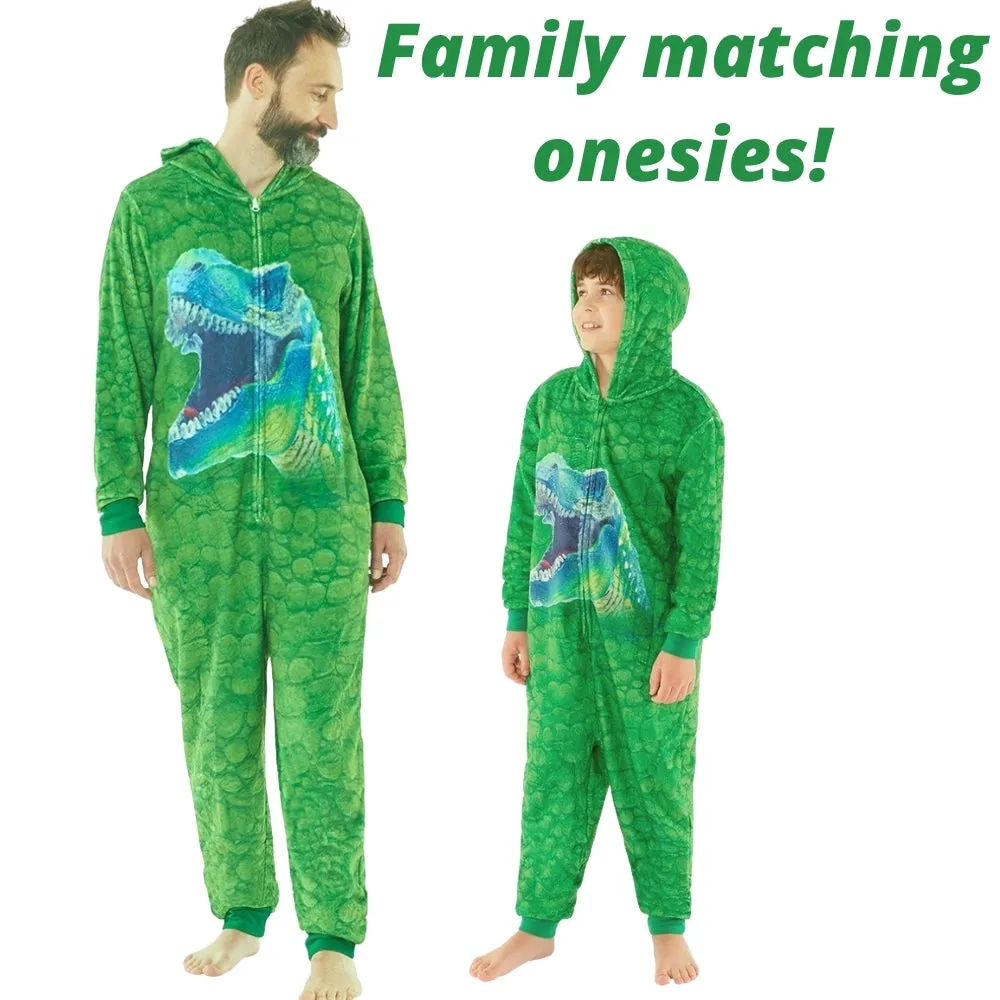 Boys Green Digital Print Dinosaur Onesie