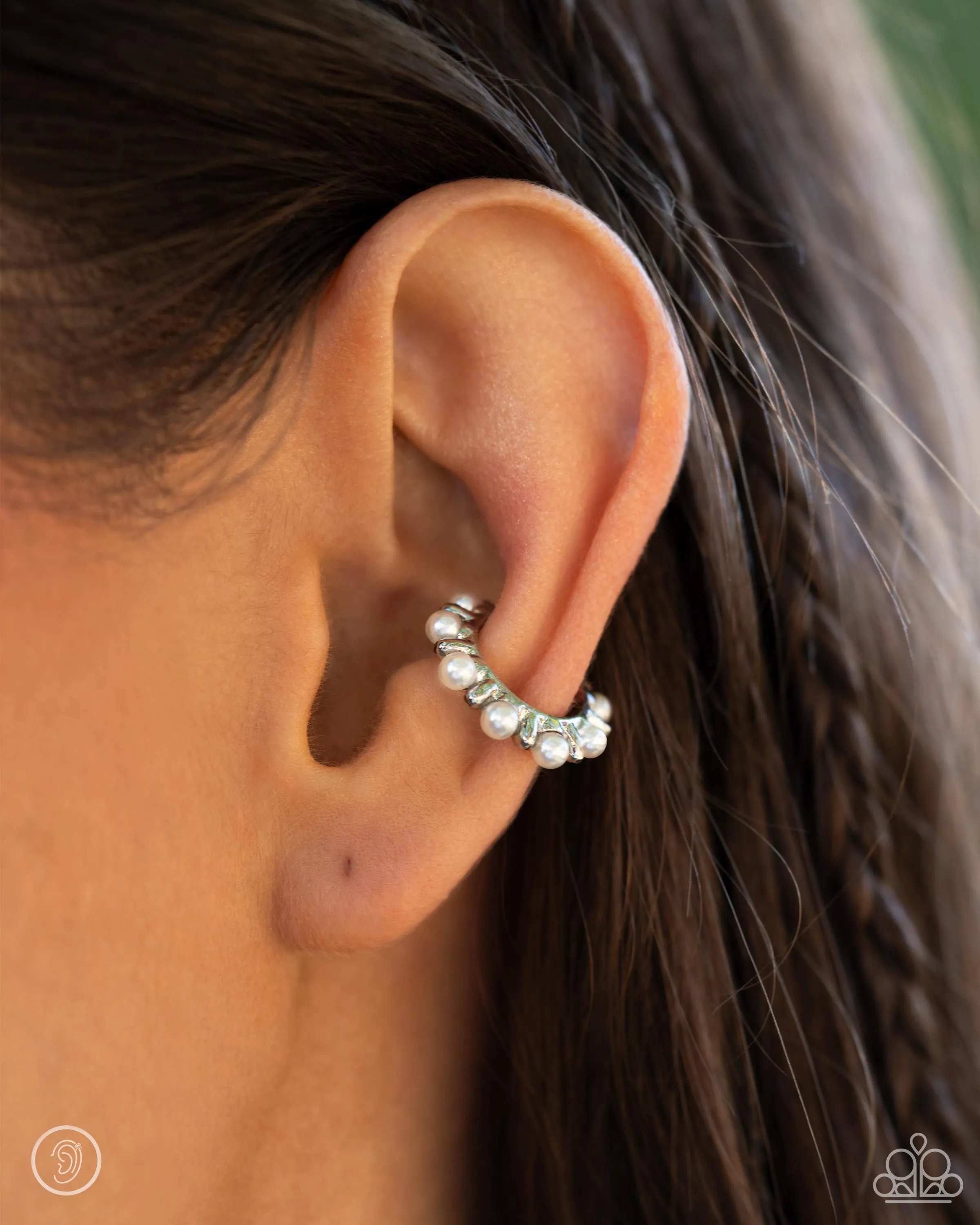 Bubbly Basic - White Cuff Earrings