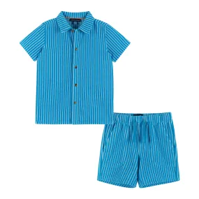 Cabana Set | Aqua French Terry Stripe