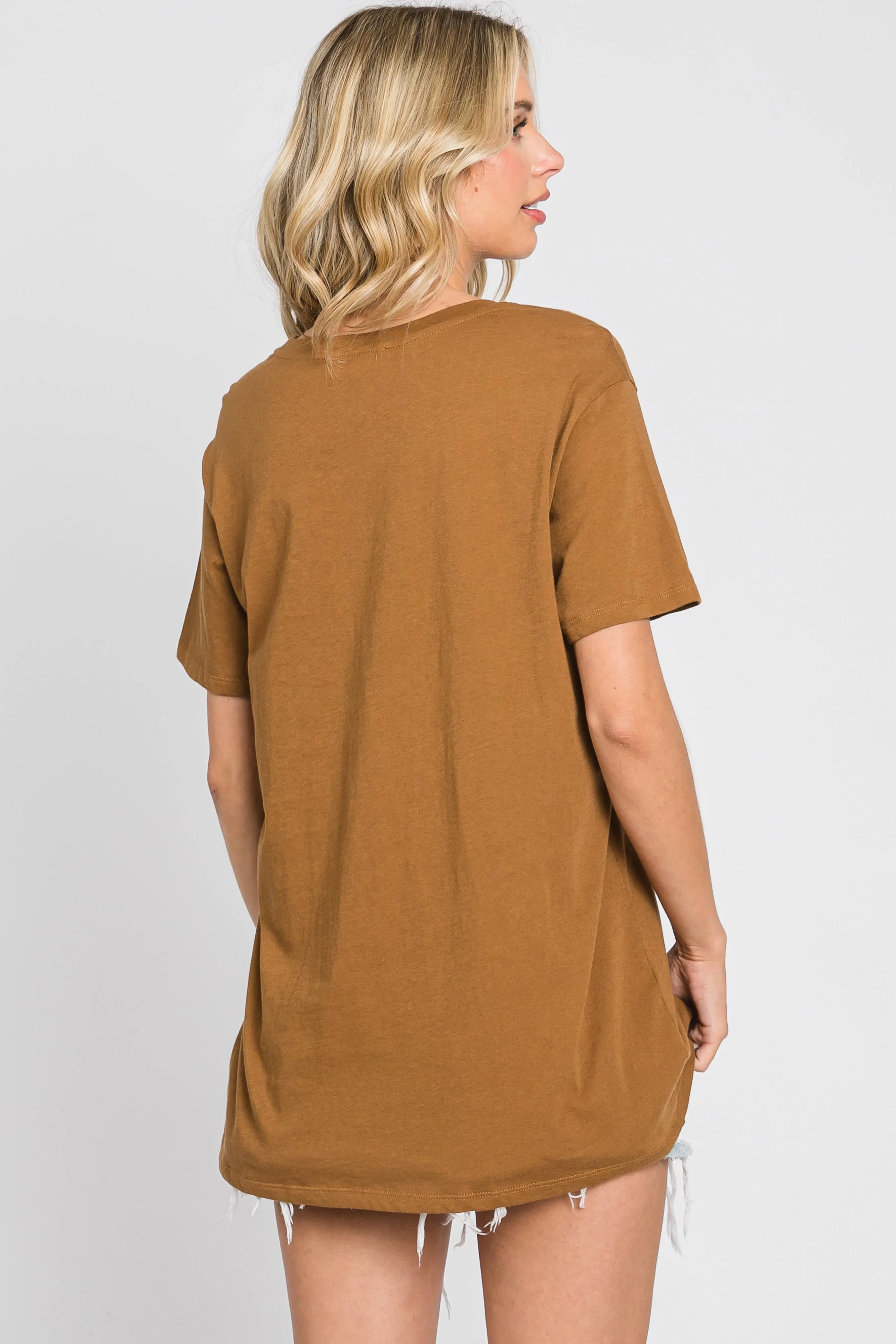 Camel Oversized Short Sleeve Top