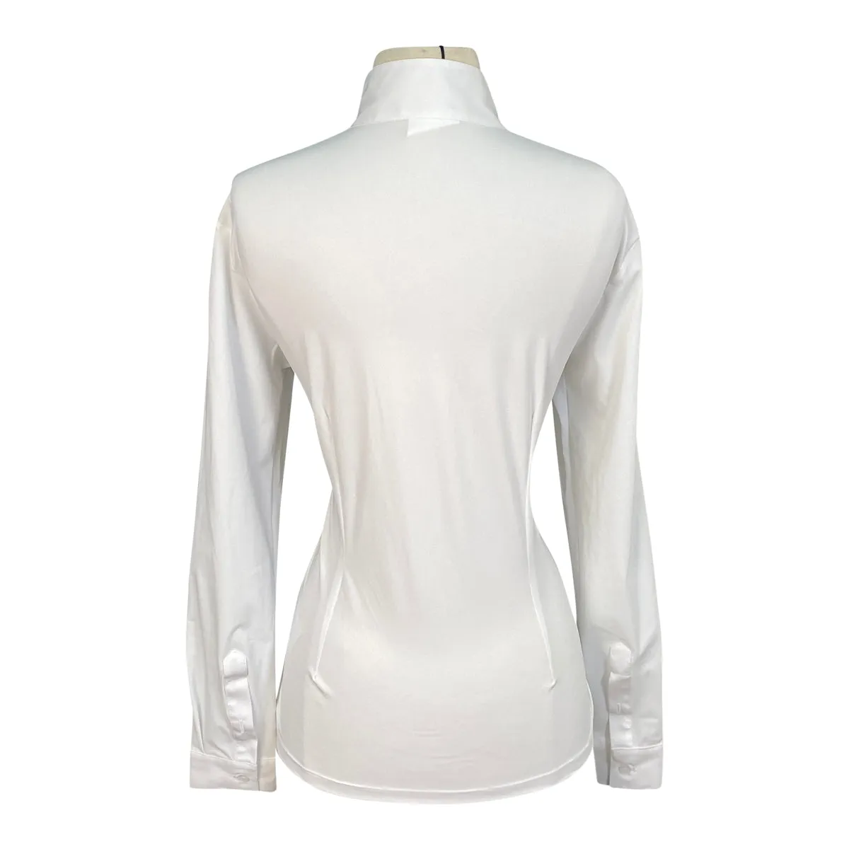 Cavalleria Toscana Jersey L/S Competition Shirt w/Perforated Shoulder Inserts in White w/Sage - Women's Large