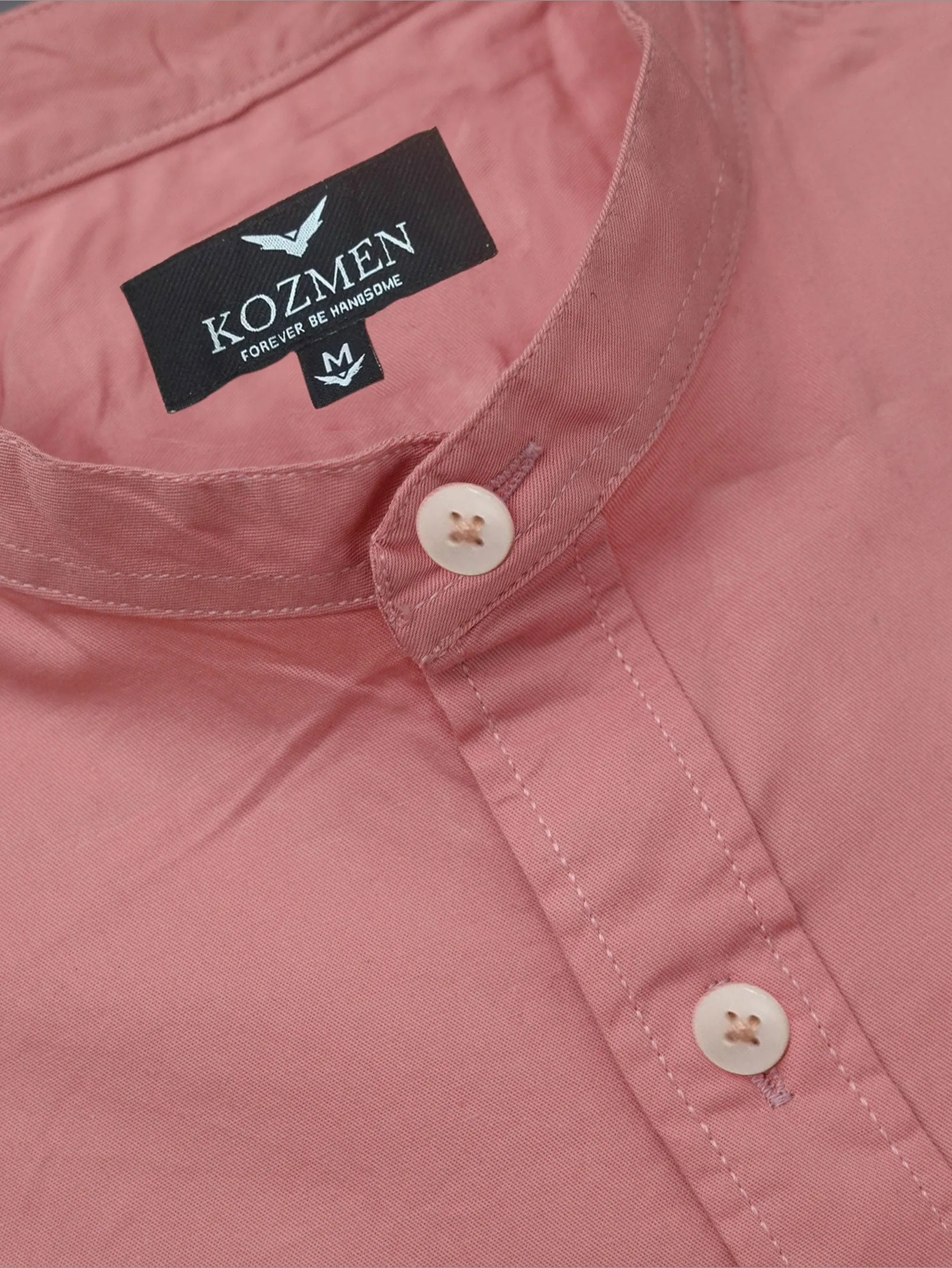 Coral Premium Super Soft Solid Cotton Mandarin Collar Shirt